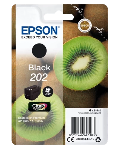 Epson Original 202 / C13T02E14010 Tintenpatrone Schwarz bis zu 250 Seiten 7ml