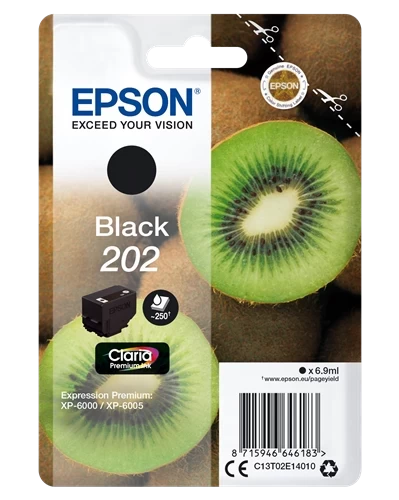 Original Epson 202 / C13T02E14010 Tinte Schwarz bis zu 250 Seiten 7ml