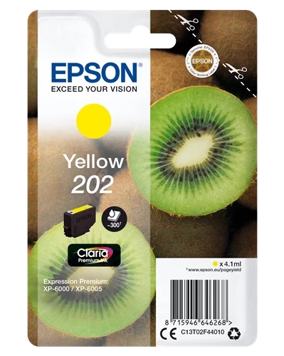 Epson Original 202 / C13T02F44010 Tintenpatrone Gelb bis zu 300 Seiten 4ml