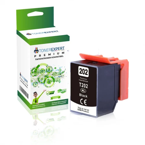 TONEREXPERT Premium Kompatibel für Epson 202XLBK Tintenpatrone Schwarz bis zu 950 Seiten