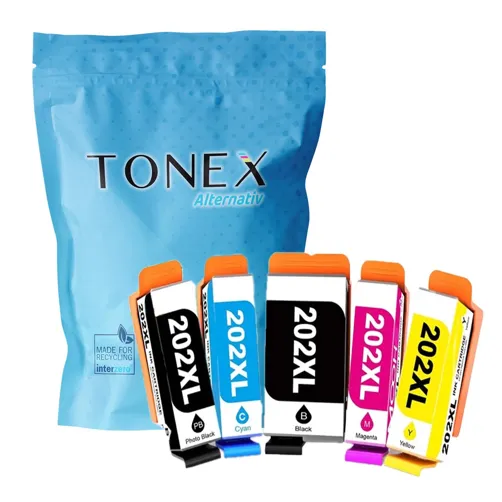 TONEX alternativ für Epson 202XL Tinte Schwarz Cyan Magenta Gelb Foto Schwarz 76ml Spar-Set