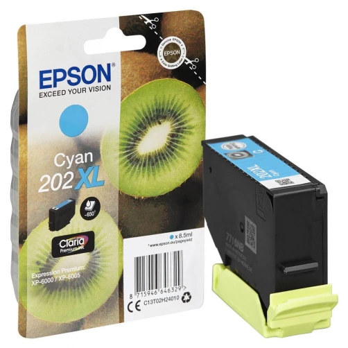 Original Epson 202XL / C13T02H24010 Tinte Cyan bis zu 650 Seiten 8ml