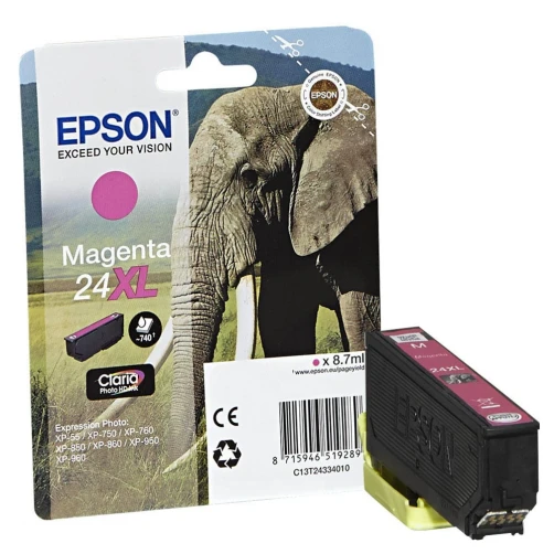 Epson Original 24XL / C13T24334010 Tintenpatrone Magenta bis zu 740 Seiten 9ml