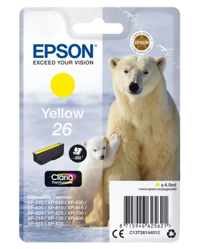 Original Epson C13T26144012 / 26 Tinte Gelb bis zu 300 Seiten