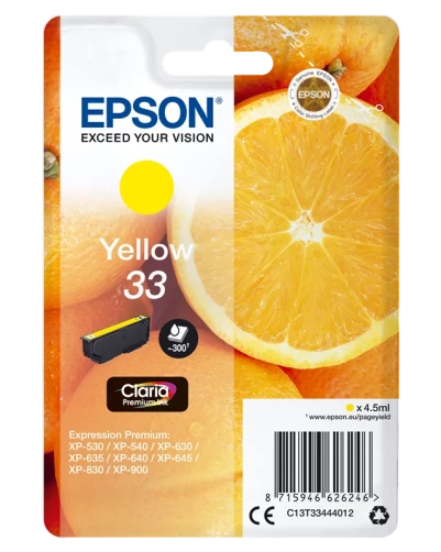 Original Epson C13T33444012 / 33 Tinte Gelb bis zu 300 Seiten