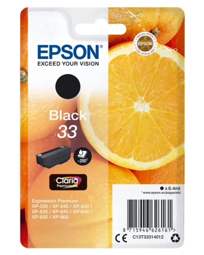 Original Epson C13T33314012 / 33 Tinte Schwarz bis zu 250 Seiten