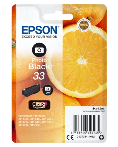Original Epson C13T33414012 / 33 Tinte Schwarz bis zu 200 Seiten