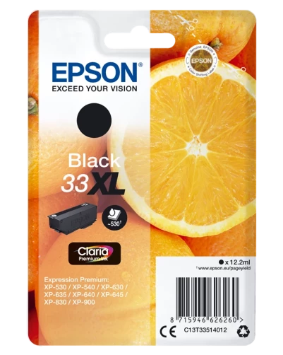 Original Epson C13T33514012 / 33 XL Tinte Schwarz bis zu 530 Seiten