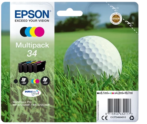 Epson Original 34 / C13T34664010 Tintenpatrone Schwarz Cyan Magenta Gelb 19ml Multipack