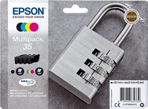 Original Epson 35 / C13T35864010 Tinte Schwarz Cyan Magenta Gelb 43ml Multipack