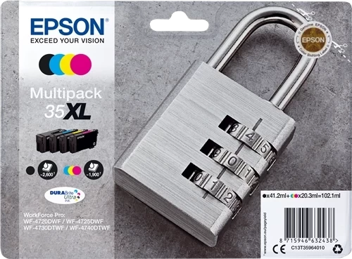 Original Epson 35XL / C13T35964010 Tinte Schwarz Cyan Magenta Gelb 102ml Multipack