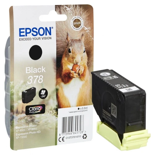 Original Epson 378 / C13T37814010 Tinte Schwarz bis zu 240 Seiten 5ml