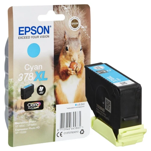 Original Epson 378XL / C13T37924010 Tinte Cyan bis zu 830 Seiten 10ml