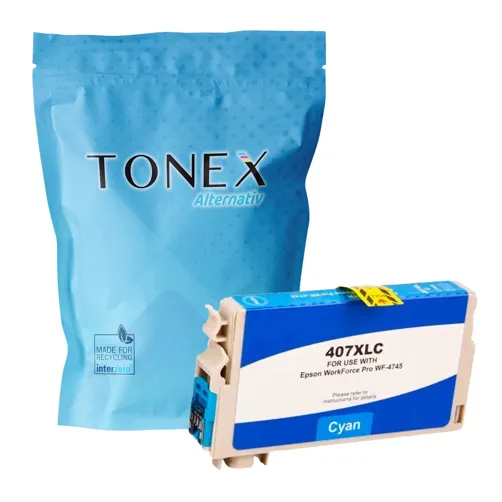 TONEREXPERT Premium Kompatibel für Epson 407XL / C13T07U240 Tintenpatrone Cyan bis zu 2100 Seiten