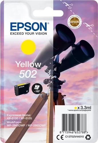 Epson Original 502 / C13T02V44010 Tintenpatrone Gelb bis zu 160 Seiten