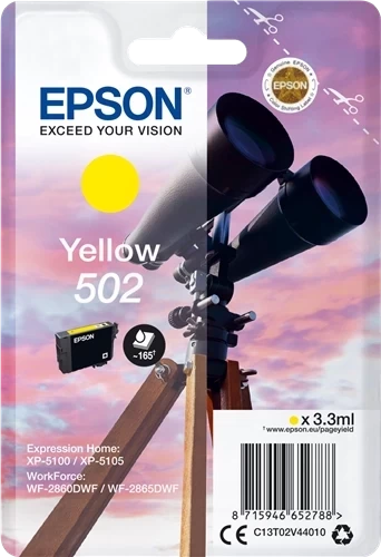 Epson Original 502 / C13T02V44010 Tintenpatrone Gelb bis zu 160 Seiten 3ml