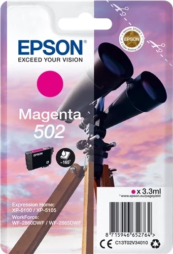 Epson Original 502 / C13T02V34010 Tintenpatrone Magenta bis zu 160 Seiten 3ml