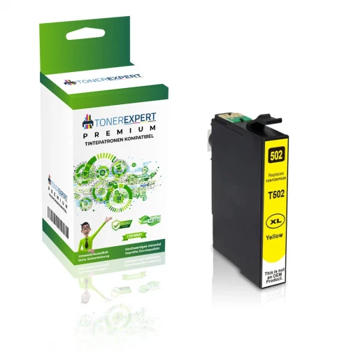 TONEREXPERT Premium Kompatibel für Epson 502XLY / C13T02W44010 Tintenpatrone Gelb bis zu 600 Seiten
