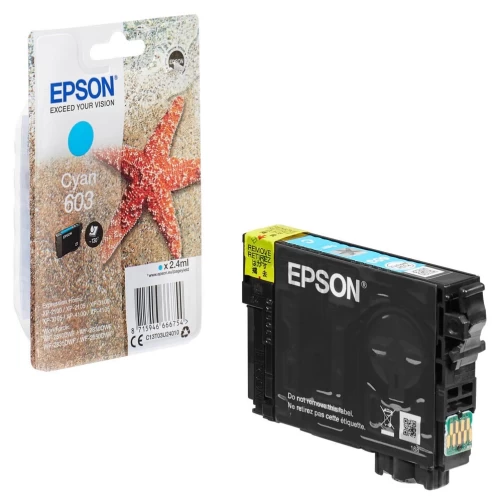 Epson Original 603 / C13T03U24010 Tintenpatrone Cyan bis zu 130 Seiten