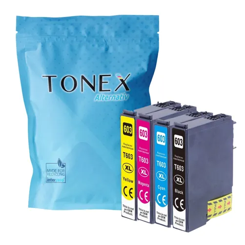 TONEX alternativ für Epson 603XL / C13T03A64010 Tinte Schwarz Cyan Magenta Gelb 49ml Spar-Set