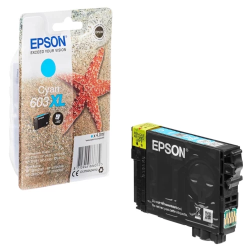 Epson Original 603XL / C13T03A24010 Tintenpatrone Cyan bis zu 350 Seiten 4ml