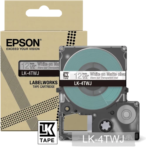 Original Epson LK-4TWJ Schriftband Weiss auf Transparent Schriftband 
