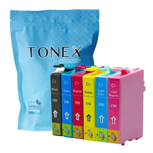 TONEREXPERT Premium Kompatibel für Epson T-0791 - T-0796 Tintenpatrone Schwarz Cyan Magenta Gelb Cyan (Hell) Magenta (Hell) bis zu 470 Seiten Spar-Set