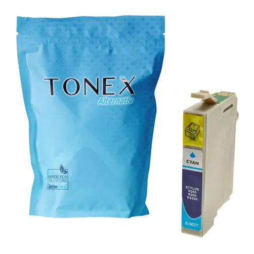 TONEREXPERT Premium Kompatibel für Epson T-0802 / C13T08024011 Tintenpatrone Cyan bis zu 435 Seiten