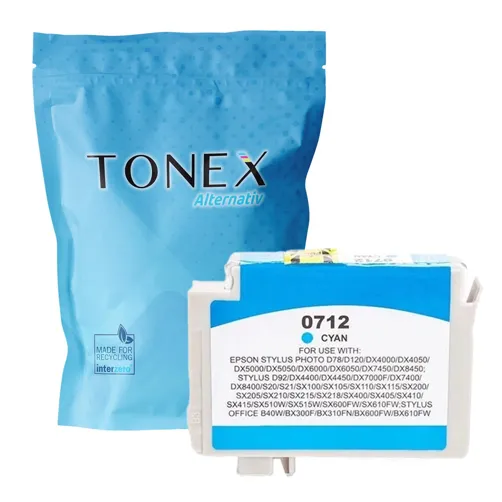 TONEREXPERT Premium Kompatibel für Epson T-0712 / C13T07124012 Tintenpatrone Cyan bis zu 345 Seiten