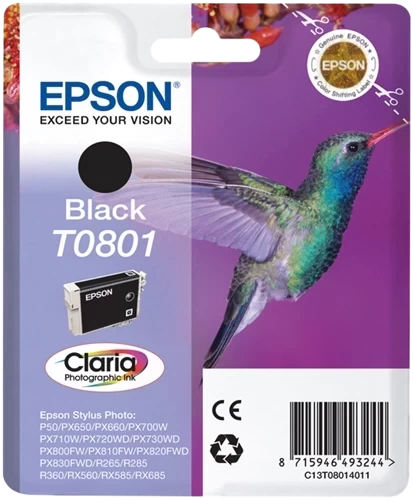 Epson Original T0801 Tintenpatrone Schwarz bis zu 330 Seiten