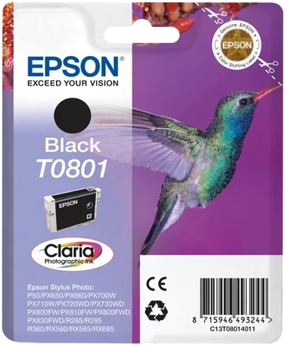 Original Epson T0801 / C13T08014011 Tinte Schwarz bis zu 330 Seiten 7ml