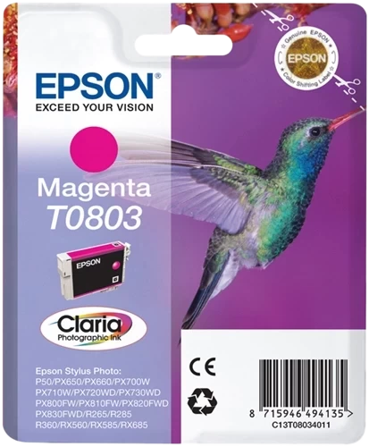 Epson Original T0803 / C13T08034011 Tintenpatrone Magenta bis zu 220 Seiten
