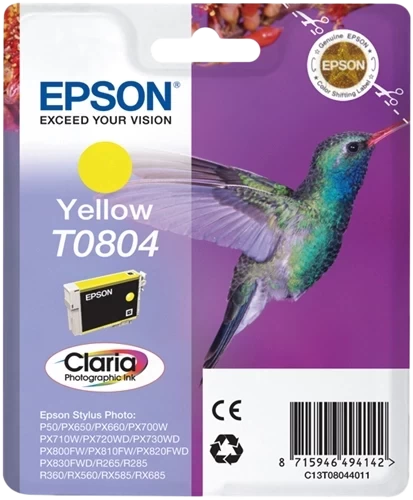 Epson Original T0804 / C13T08044011 Tintenpatrone Gelb bis zu 620 Seiten