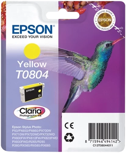 Epson Original T0804 / C13T08044011 Tintenpatrone Gelb bis zu 620 Seiten 7ml