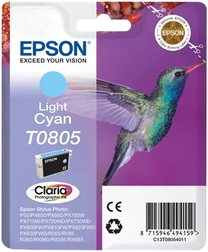 Epson Original T0805 / C13T08054011 Tintenpatrone Cyan (Hell) bis zu 330 Seiten