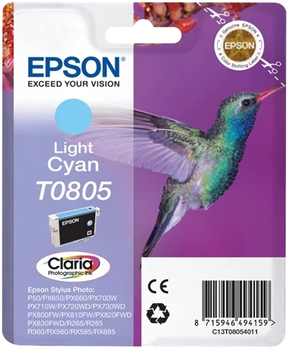 Epson Original T0805 / C13T08054011 Tintenpatrone Cyan (Hell) bis zu 330 Seiten 7ml