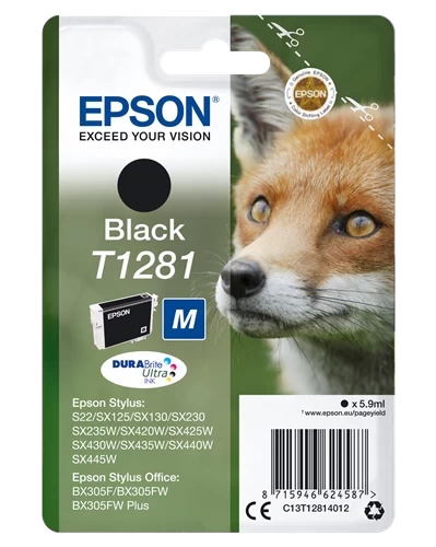 Epson Original T1281 / C13T12814012 Tintenpatrone Schwarz bis zu 170 Seiten 6ml