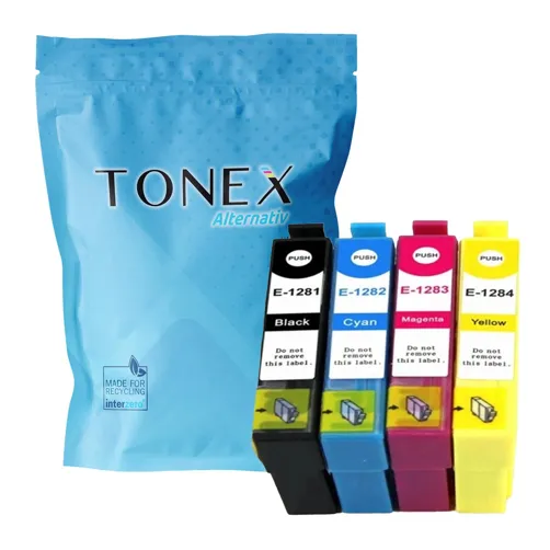 TONEX alternativ für Epson T-1285 / C13T12854012 Tinte Schwarz Cyan Magenta Gelb 34ml Spar-Set