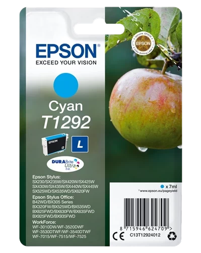 Epson Original T1292 / C13T12924012 Tintenpatrone Cyan bis zu 460 Seiten 7ml