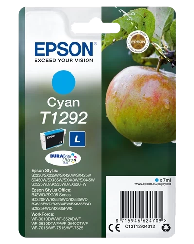 Original Epson T1292 / C13T12924012 Tinte Cyan bis zu 460 Seiten 7ml