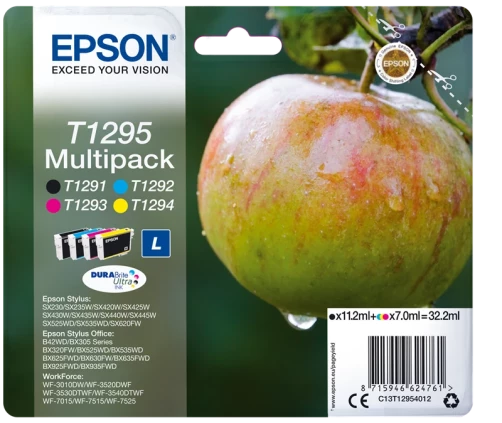 Original Epson C13T12954012 / T1295 Tinte Schwarz Cyan Magenta Gelb bis zu 1795 Seiten 35ml