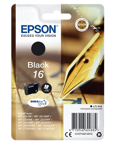 Epson Original 16 / C13T16214012 Tintenpatrone Schwarz bis zu 175 Seiten 5ml