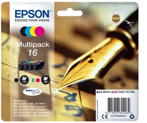 Original Epson 16 / C13T16264012 Tinte Schwarz Cyan Magenta Gelb Multipack