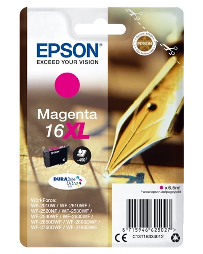 Epson Original 16XL / C13T16334012 Tintenpatrone Magenta bis zu 450 Seiten 7ml