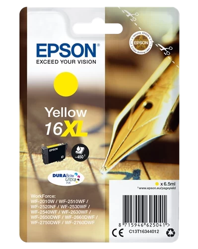 Epson Original 16XL / C13T16344012 Tintenpatrone Gelb bis zu 450 Seiten 7ml