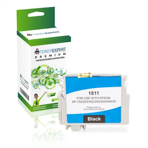TONEREXPERT Premium Kompatibel für Epson 18XLBK / T1811 Tintenpatrone Schwarz