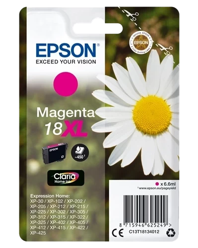 Epson Original 18XL / C13T18134012 Tintenpatrone Magenta bis zu 450 Seiten