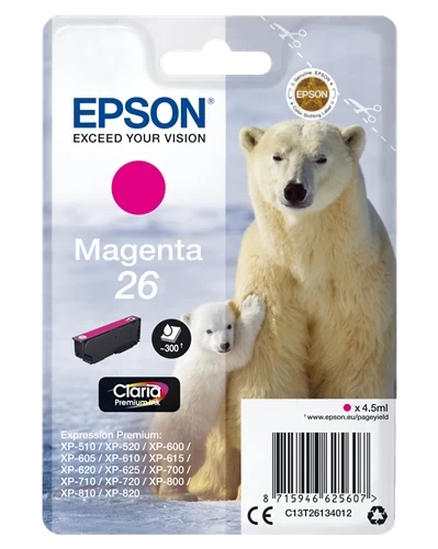 Epson Original 26 / C13T26134012 Tintenpatrone Magenta bis zu 300 Seiten