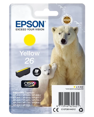 Epson Original 26 / C13T26144012 Tintenpatrone Gelb bis zu 300 Seiten