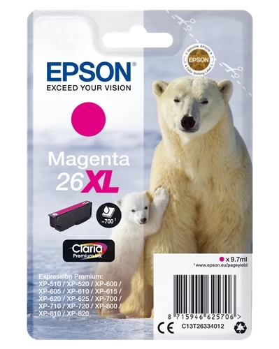 Epson Original 26XL / C13T26334012 Tintenpatrone Magenta bis zu 700 Seiten